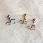 MP 119 ［サージカルステンレス］キュービック葉っぱ＆羽ピアス