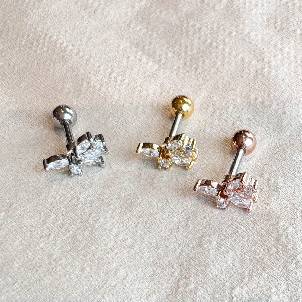 MP 119 ［サージカルステンレス］キュービック葉っぱ＆羽ピアス