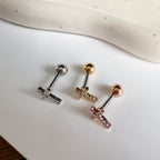 MJ 028 ［サージカルステンレス］キュービック十字架ピアス