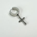 YEH 019 ［サージカルステンレス］十字架リングワンタッチピアス