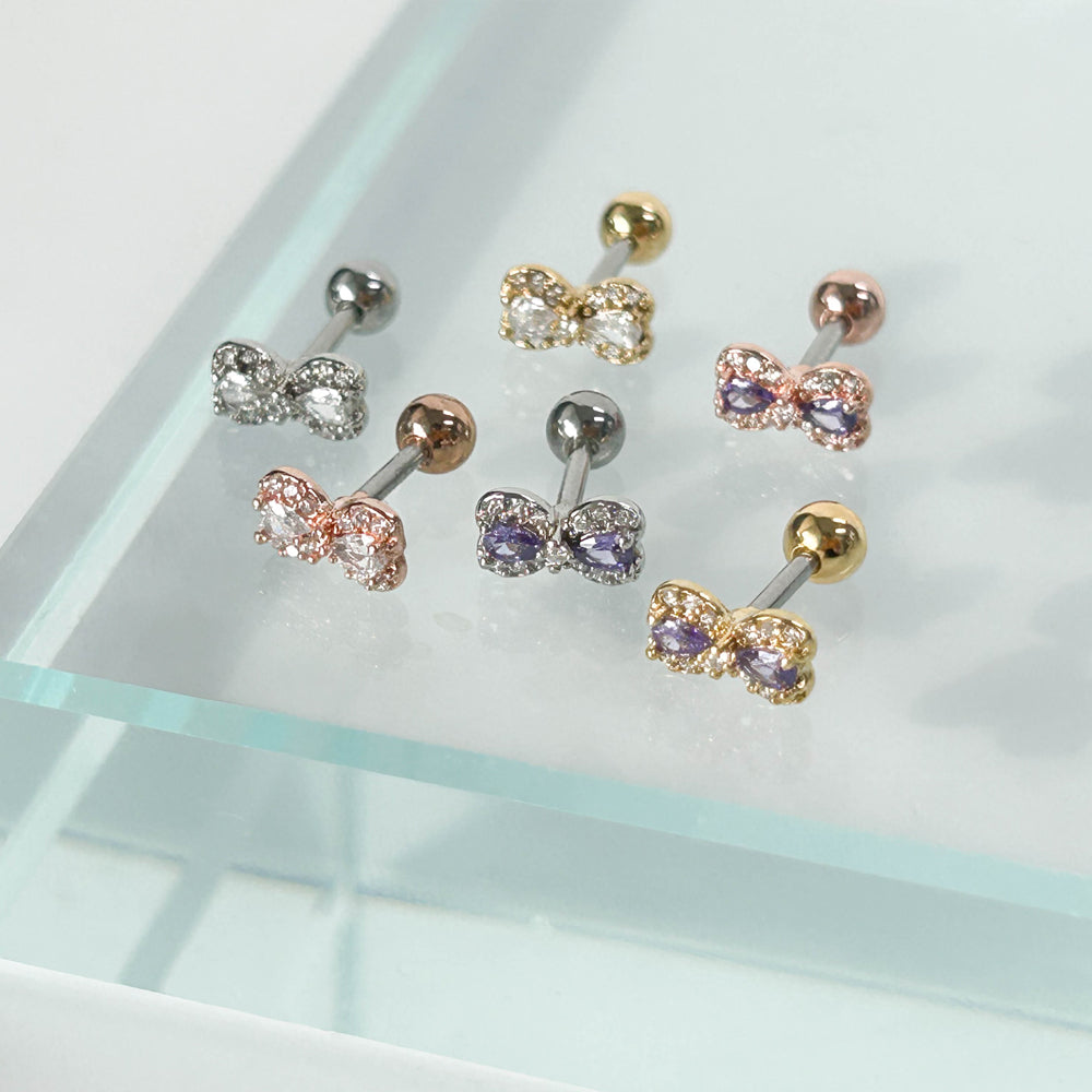 A8 106 ［サージカルステンレス］キュービックリボンピアス