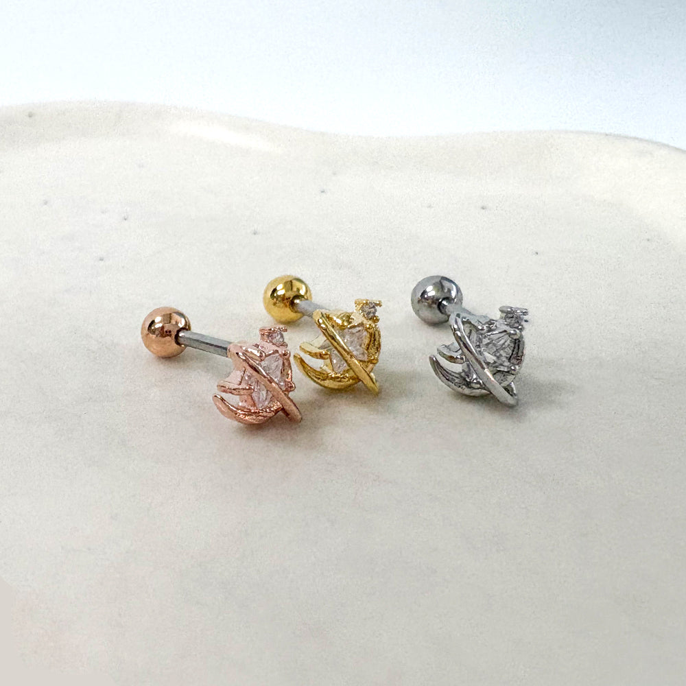 A8 172 ［サージカルステンレス］月＆星＆天の川ピアス