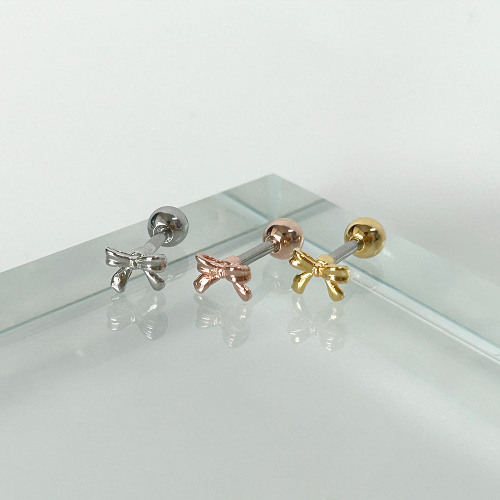 MN 185 ［サージカルステンレス］シンプルリボンピアス