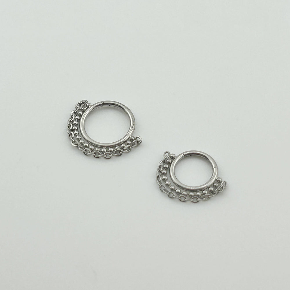 STS 034 ［サージカルステンレス］ボールチェーンリングピアス