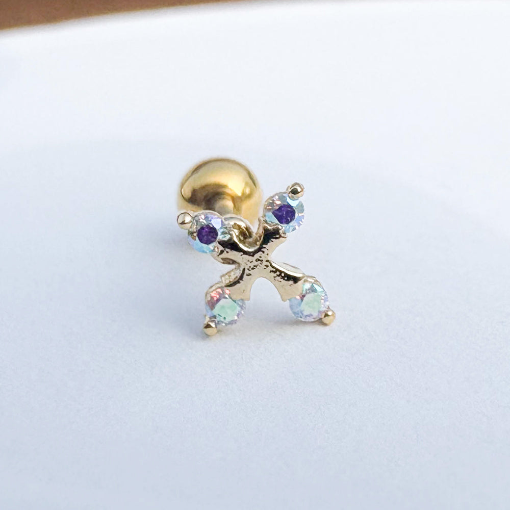 A5 294 ［サージカルステンレス］ストーン十字架ピアス