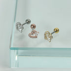 MP 129 ［サージカルステンレス］ラグジュアリーキュービックハートピアス