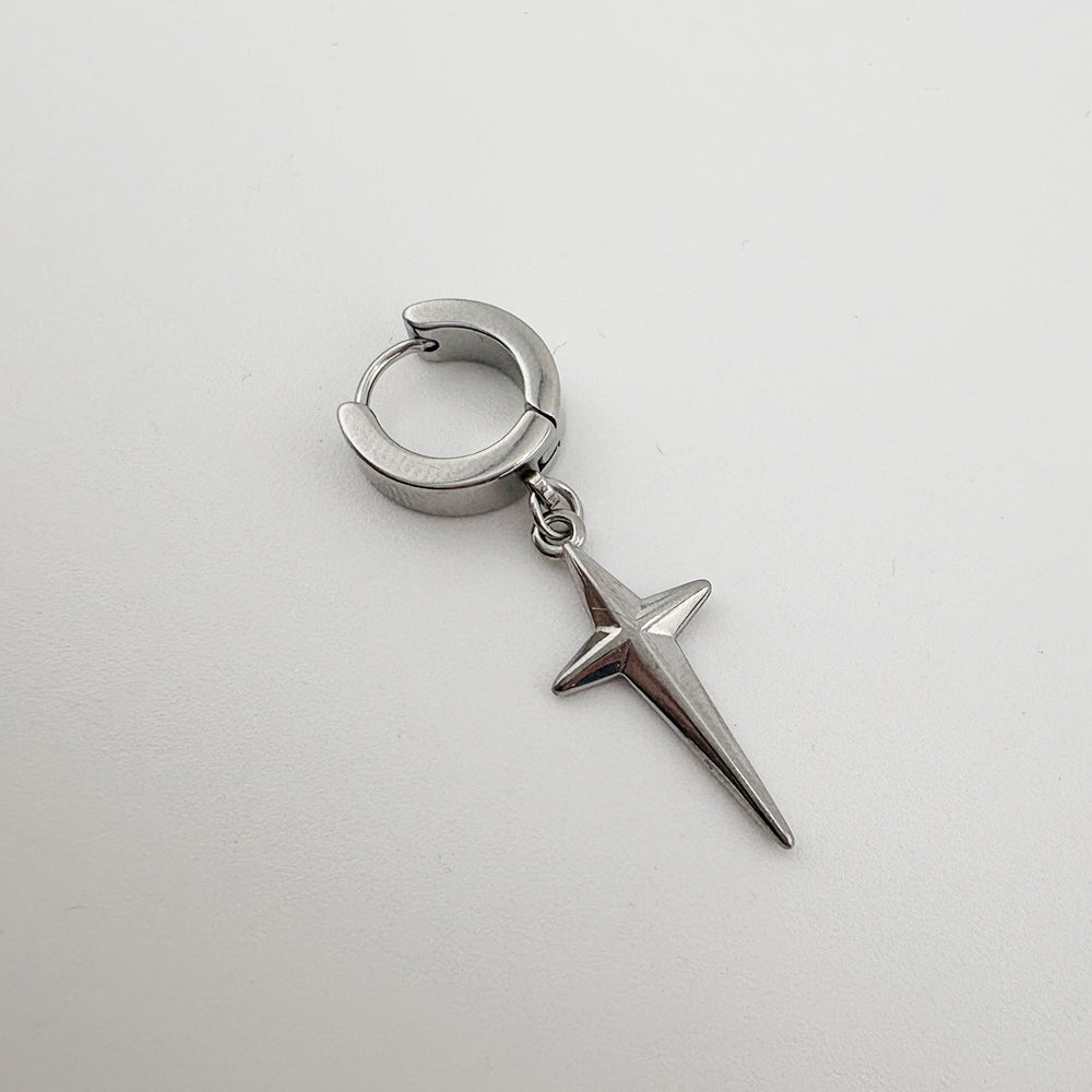 YEH 006 ［サージカルステンレス］써지컬 십자가 스틸링 드롭 원터치 피어싱