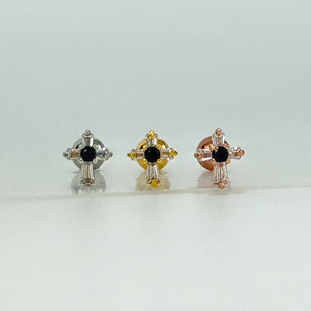 MN 182 ［サージカルステンレス］ゴシックストーン十字架ピアス