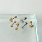 MN 113 ［サージカルステンレス］シンプルキュービックストーン花ピアス