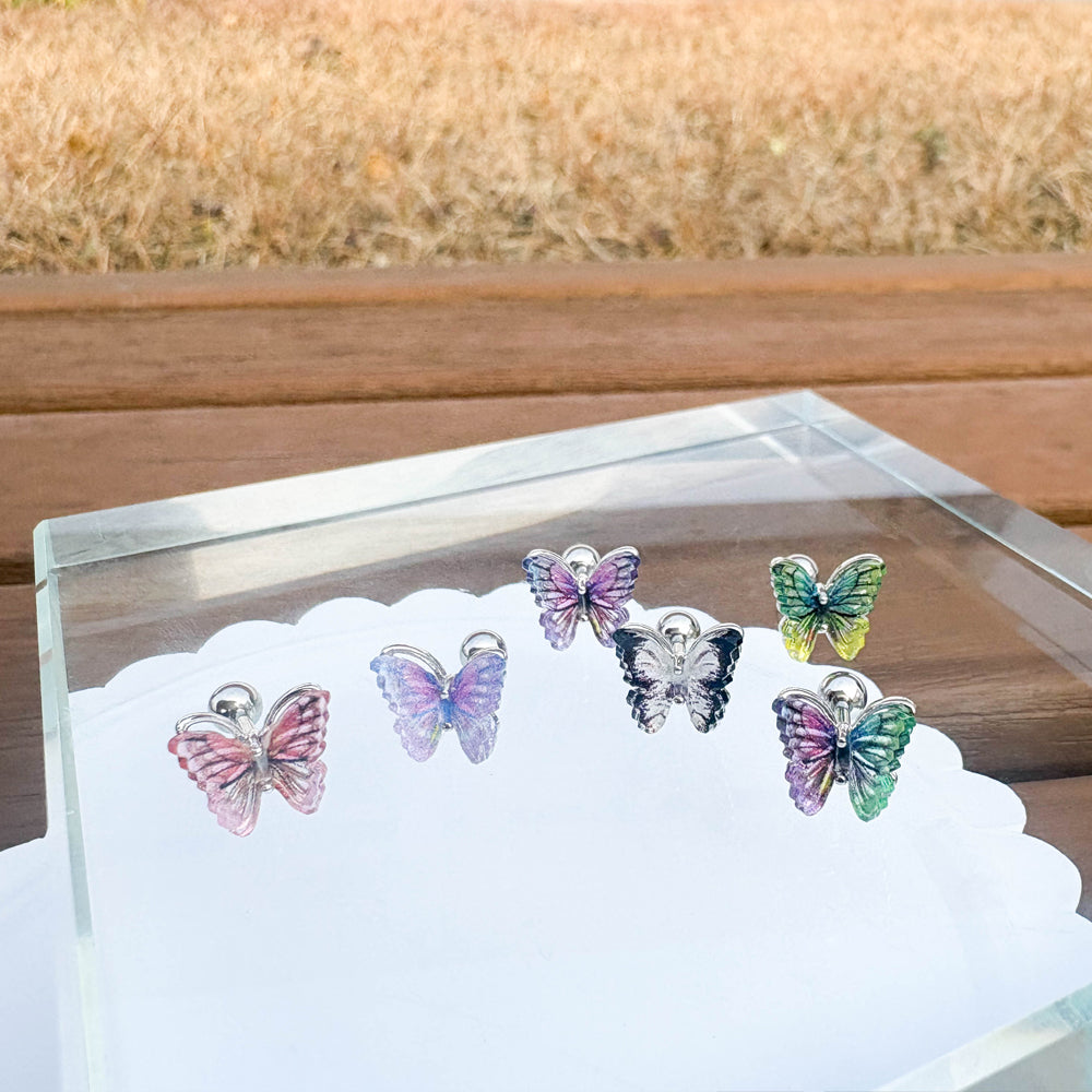 A5 175 ［サージカルステンレス］アクリル蝶々グラデーションピアス