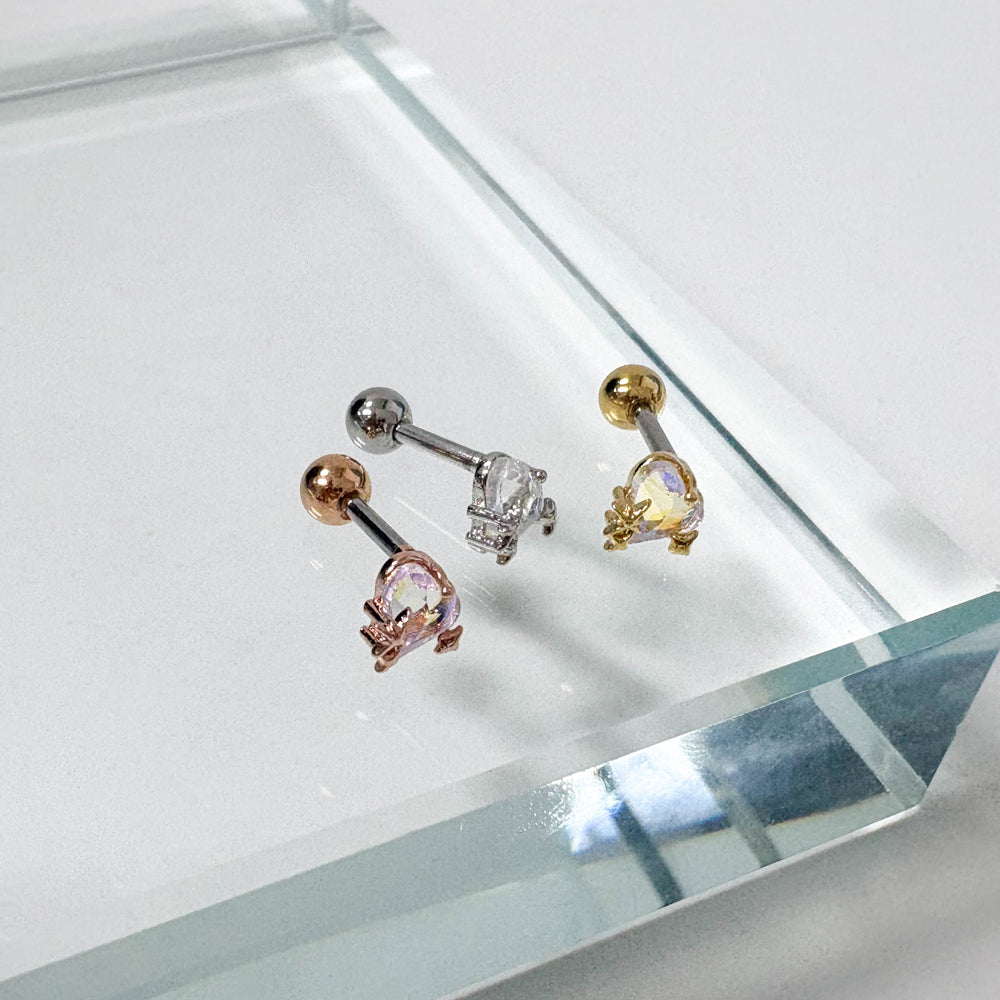 A5 293 ［サージカルステンレス］ツインクルスターキュービックハートピアス