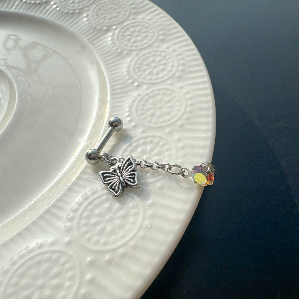 A2 248 ［サージカルステンレス］アンティーク蝶々ピアス