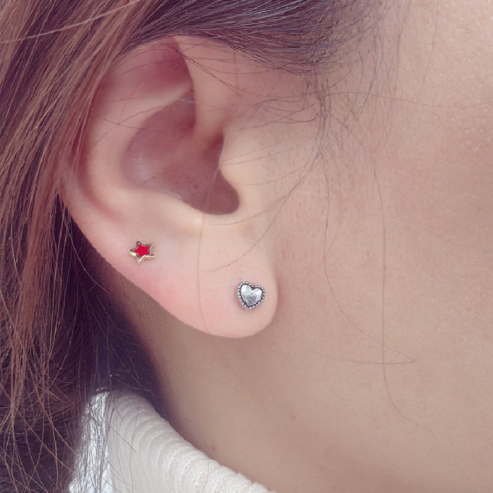 B3 063 ［サージカルステンレス］ミニねじり丸いハートピアス