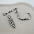 YEH 011 ［サージカルステンレス］羽リングワンタッチピアス