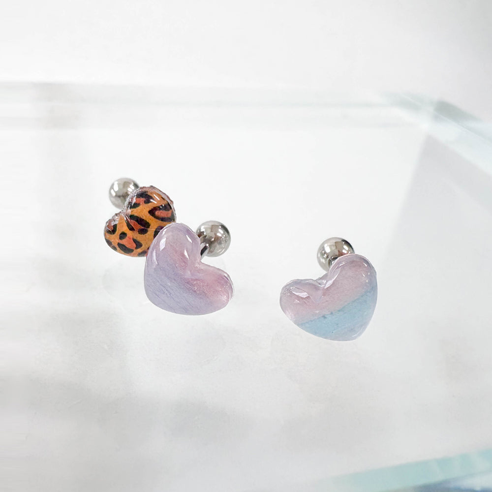 MK 068-12 ［サージカルステンレス］パステルクリアハートピアス