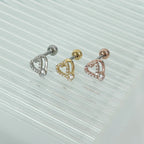 MP 055 ［サージカルステンレス］キュービックドロップハートピアス