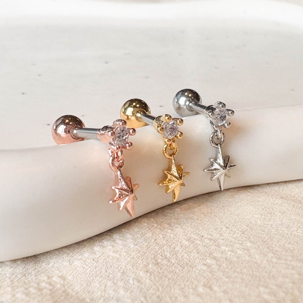 MP 154 ［サージカルステンレス］キュービック星ピアス