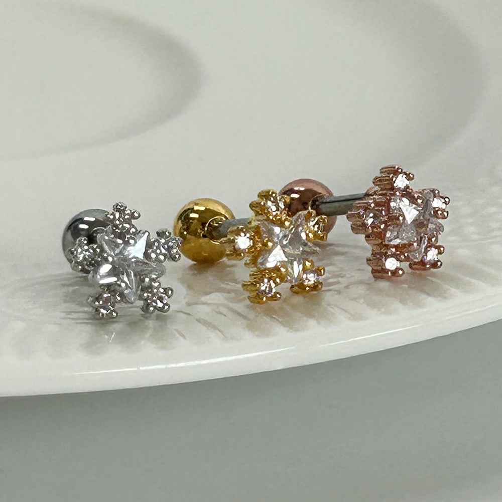 MN 066 ［サージカルステンレス］キュービック花＆星ピアス