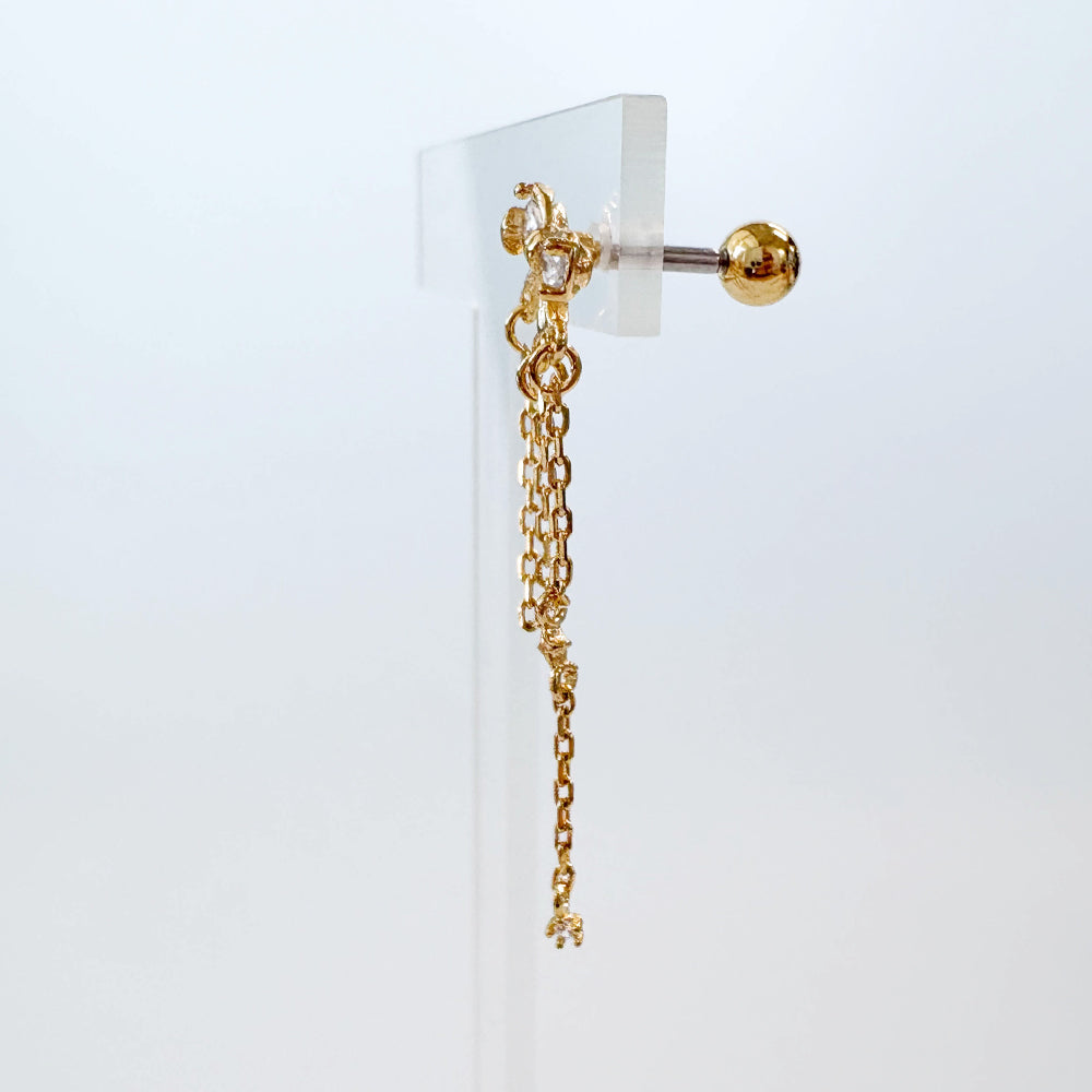 A5 286 ［サージカルステンレス］チェーンリボンピアス