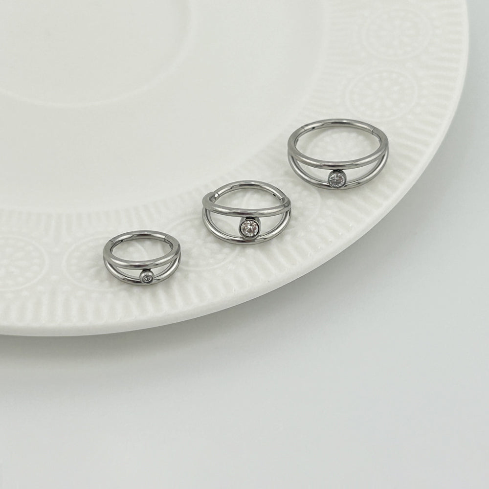 STS 056 ［サージカルステンレス］キュービック二重リング