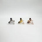 A5 299 ［サージカルステンレス］ブラックアンドホワイトリボンキュービックピアス