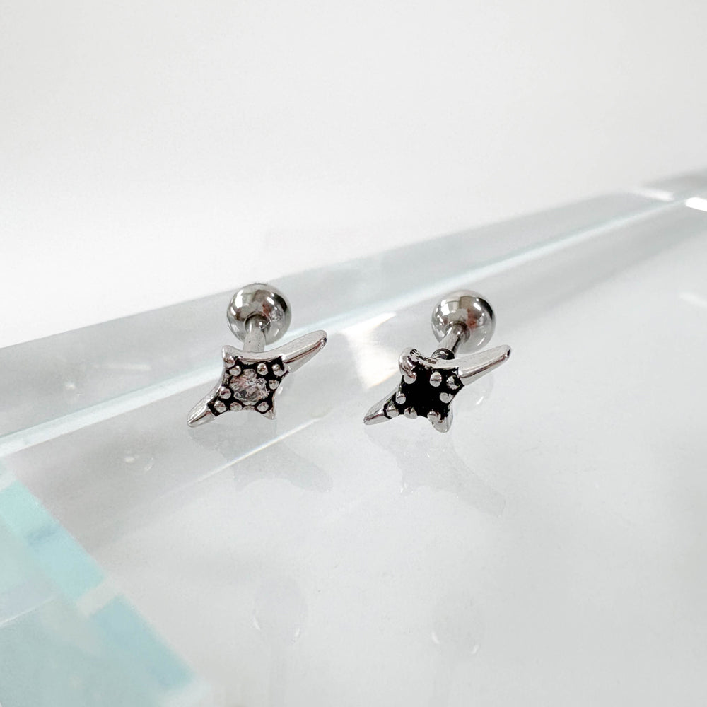 A2 234 ［サージカルステンレス］アンティークミニキュービックスターピアス