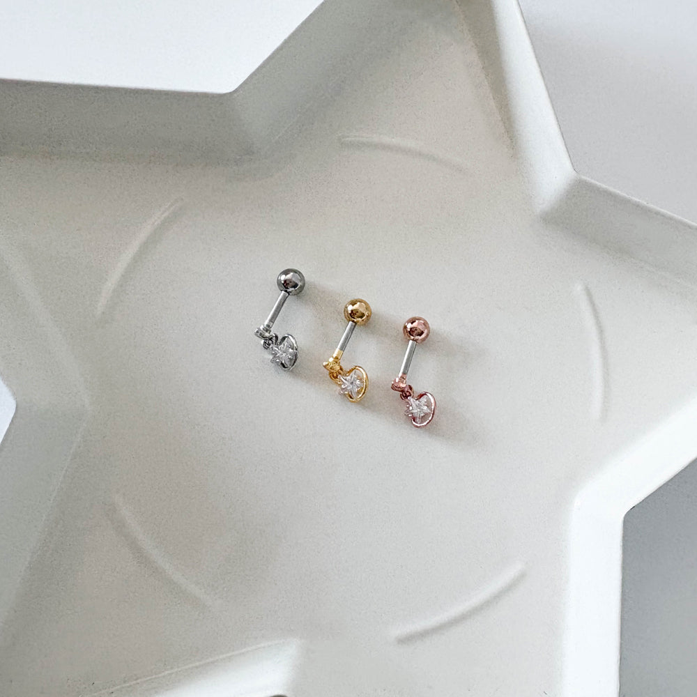 A8 298 ［サージカルステンレス］ドロップキュービックスターピアス