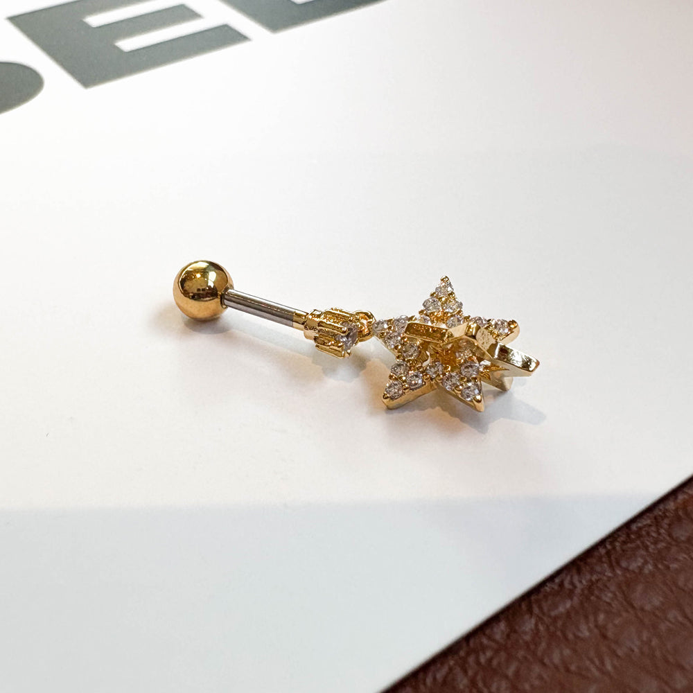 MP 072 ［サージカルステンレス］キュービッククロス星ピアス