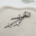 YEH 001 ［サージカルステンレス］十字架スチールリングドロップピアス