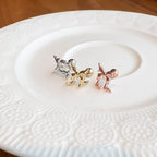 A10 073 ［サージカルステンレス］リボンミニスタードロップピアス