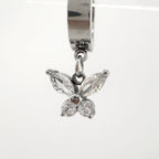 YEH 020 ［サージカルステンレス］キュービック蝶々リングワンタッチピアス