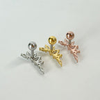 MP 122 ［サージカルステンレス］キュービック羽＆葉っぱピアス