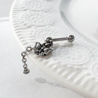 A2 238 ［サージカルステンレス］アンティーク蝶々ロングドロップピアス