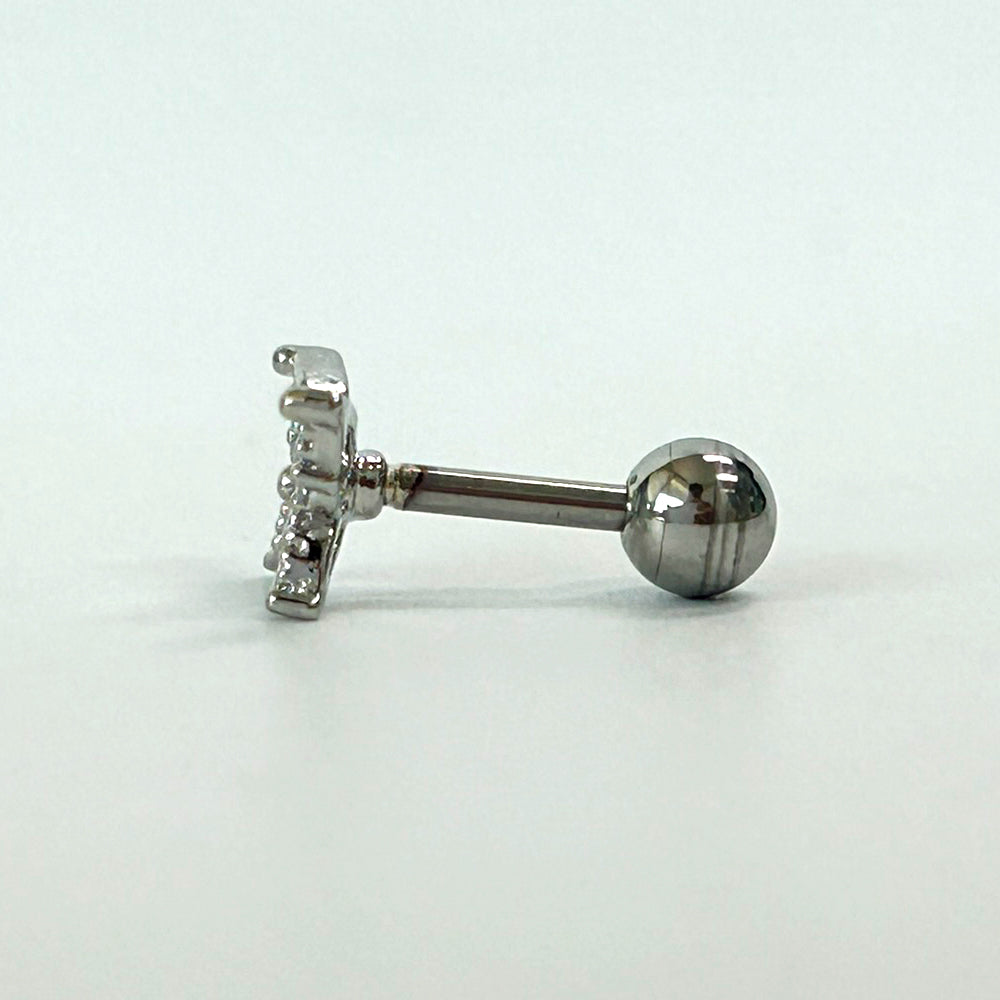 MJ 069 ［サージカルステンレス］キュービックワンボール蝶ピアス