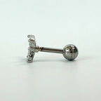 MJ 069 ［サージカルステンレス］キュービックワンボール蝶ピアス