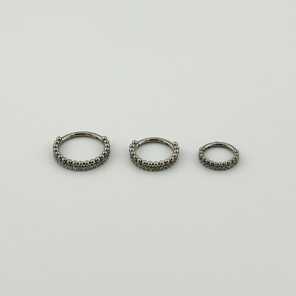 STS 107 [サージカルステンレス] ストーン二重リングピアス