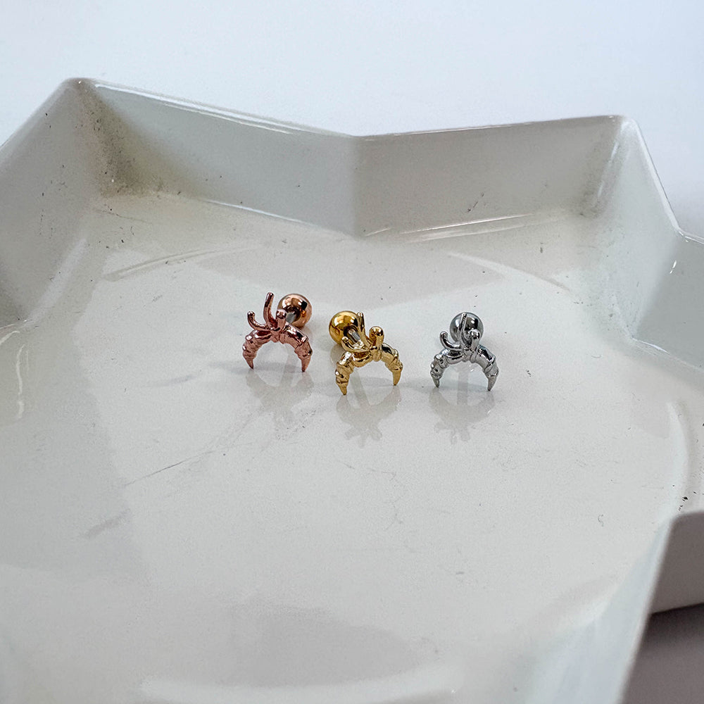 A10 072 ［サージカルステンレス］リボンムーン月ピアス