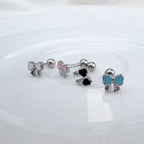 B3 093 ［サージカルステンレス］シンプルカラフルリボンピアス
