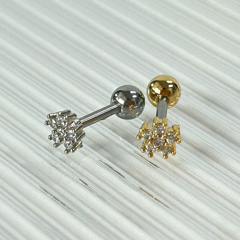 MN 041 ［サージカルステンレス］ミニキュービックお花ピアス