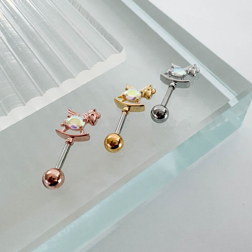 A8 273　[サージカルステンレス] オーロラ木馬ピアス