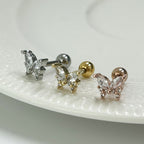 MN 001 ［サージカルステンレス］蝶々キュービックピアス