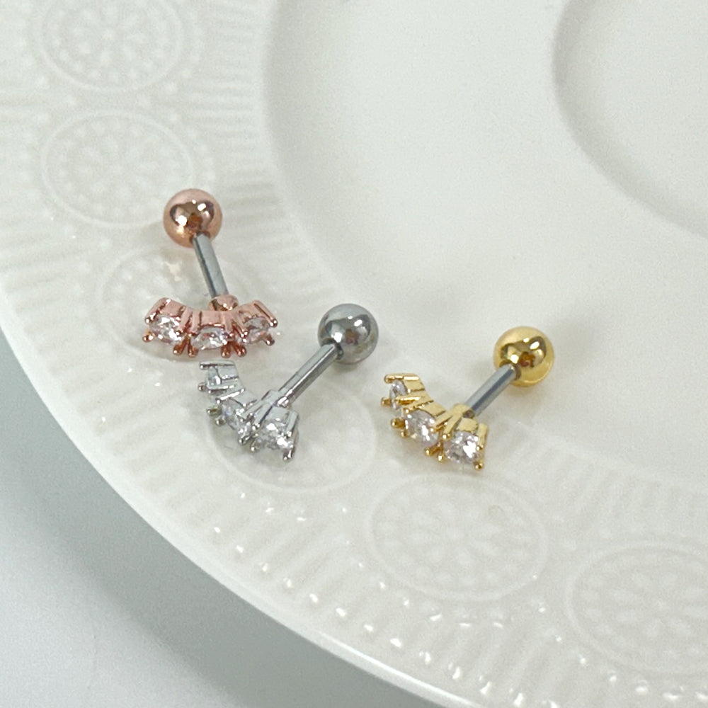 MN 169 ［サージカルステンレス］シンプルキュービックストーンピアス