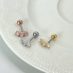 MN 169 ［サージカルステンレス］シンプルキュービックストーンピアス