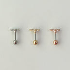 MJ 063 ［サージカルステンレス］シンプルキュービックツーコンボ花ピアス