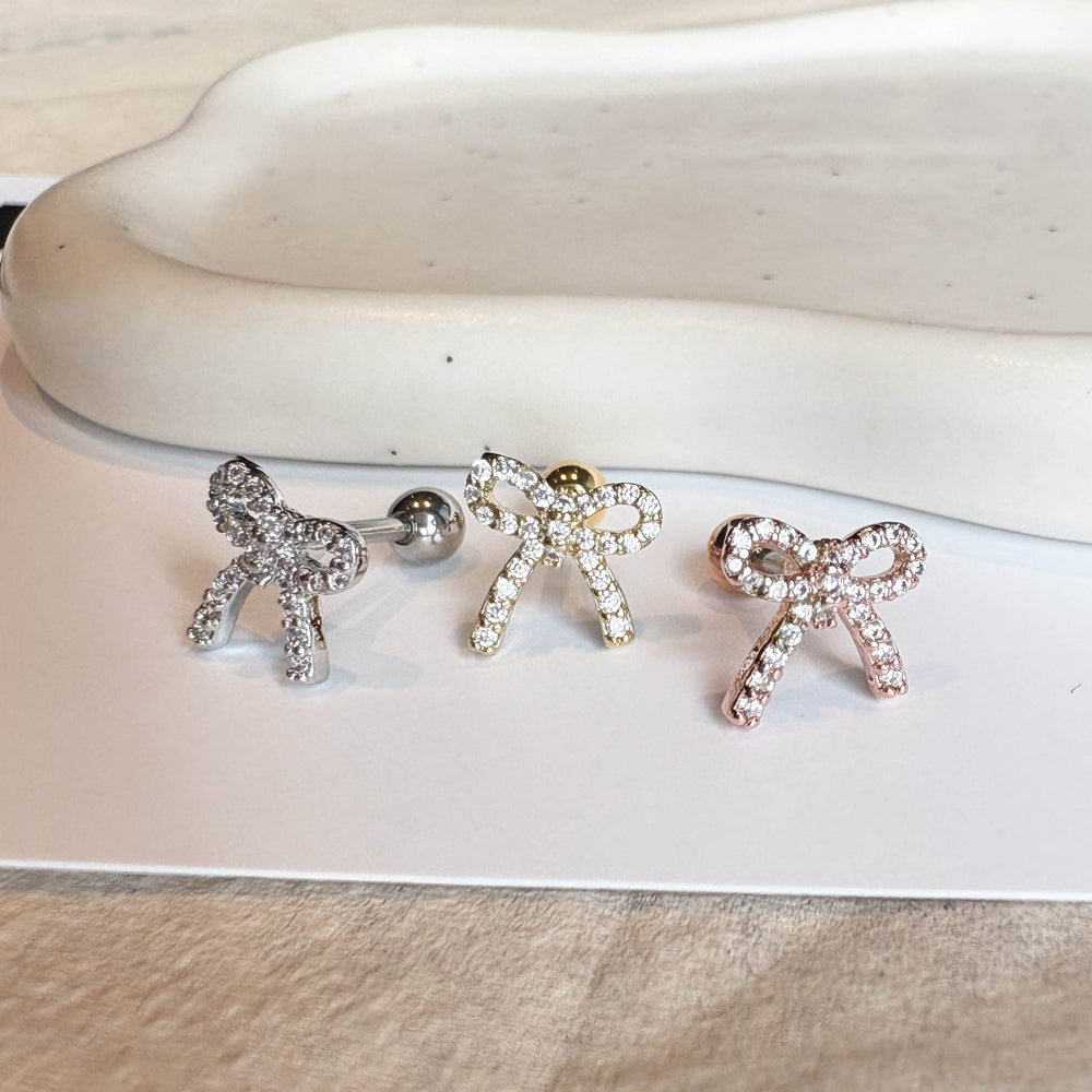 MP 163 ［サージカルステンレス］キュービックリボンピアス