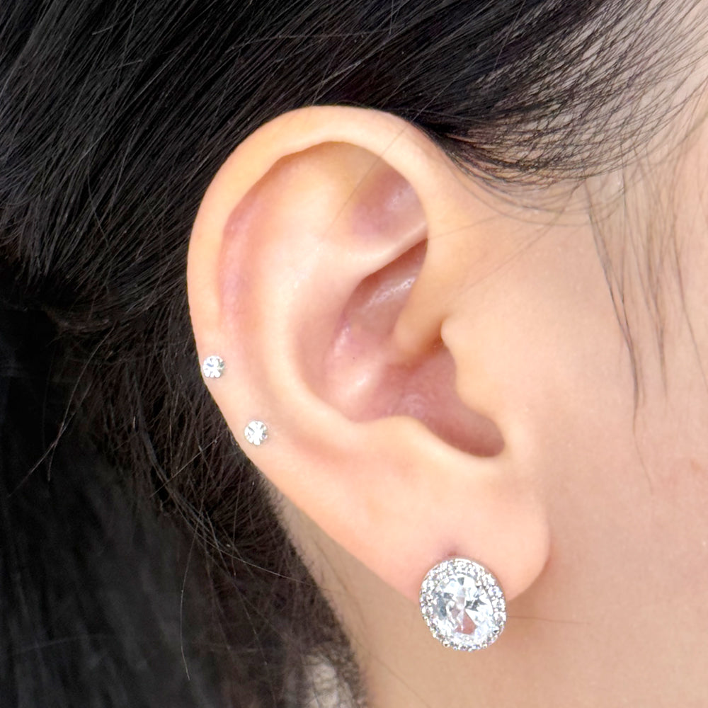 MP 033 ［サージカルステンレス］キュービッククリスタルピアス