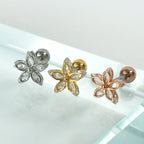 MN 016 ［サージカルステンレス］キュービックフラワーピアス