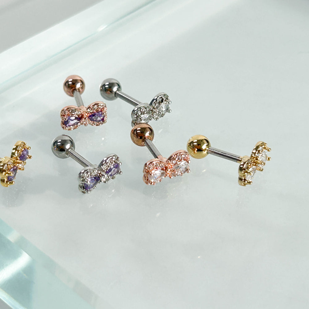 A8 106 ［サージカルステンレス］キュービックリボンピアス