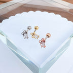 A5 255 ［サージカルステンレス］ストーンキュービックリボンピアス