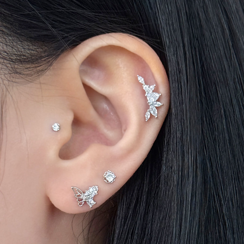 MN 172 ［サージカルステンレス］キュービック蝶々ピアス